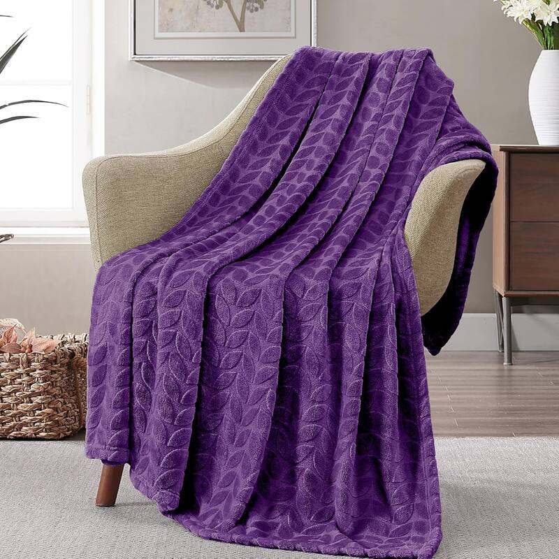 Walensee Fleece Throw Blanket Soft and Lightweight for Couch, Sofa, Bed and Lounge Chair, 50"x60" - Purple