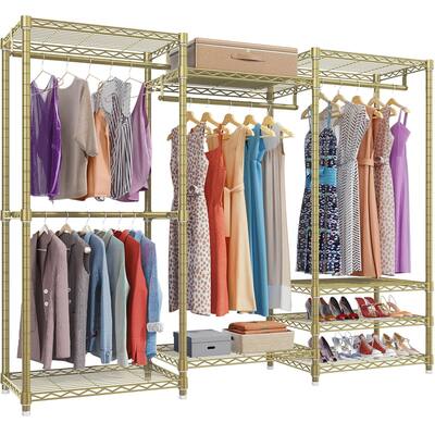 V5 Portable Closet Wardrobe Heavy Duty Clothes Rack, Freestanding Metal Clothing Rack with Shelves, 68.9" L x 15.7" W x 76.4" H