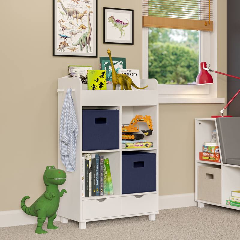 RiverRidge Kids Book Nook Cubby Toy Storage Cabinet with Bookshelf, Drawers, and Hooks