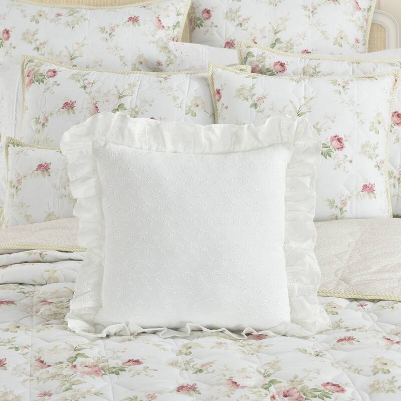 Amalia 16" Square Embellished Decorative Throw Pillow - Accent - Polyester - White