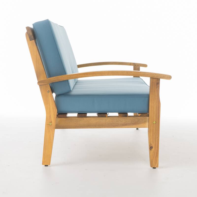 Solid Acacia Wood Club Chair Sets for 2, with Water Resistant Cushion