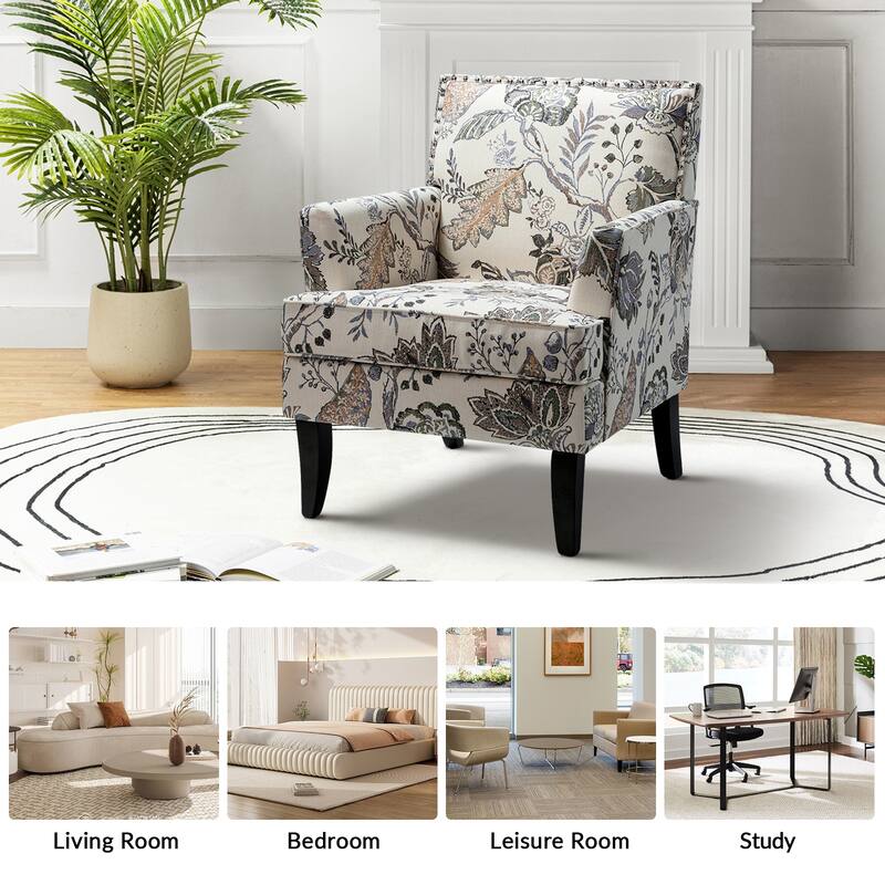 Akorda French Country Armchair with Nailhead Trim and Solid Wood Legs by HULALA HOME