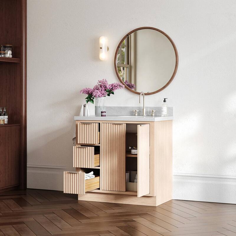 Ariel P37RCWOVO Milan 37" Free Standing Single Oval Basin Vanity Set