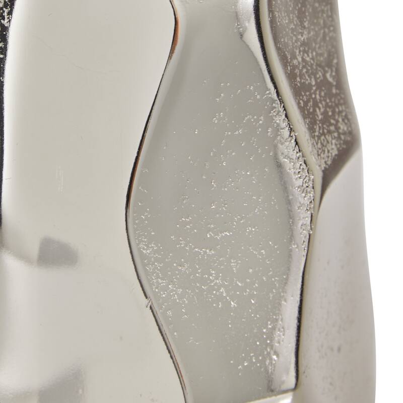 Silver Aluminum Metal Geometric Decorative Vase