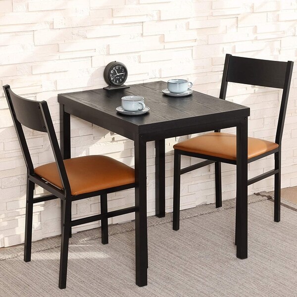 3 Piece Dining Table Set with 2 Cushioned Chairs for Kitchen