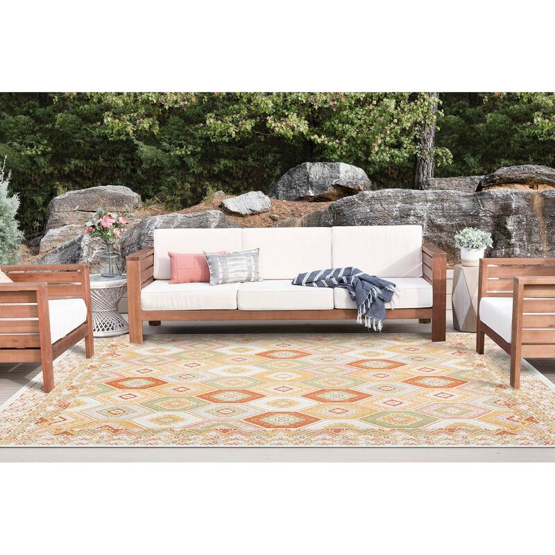 Alfresco Nautical & Coastal Geometric Reversible Indoor/Outdoor Area Rug