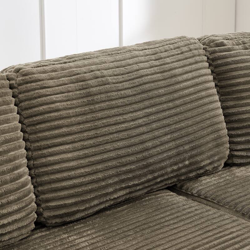 L Shape Modular Sectional Sofa with Chaise Lounge, Corduroy Foldable Sectional Sofa, Compression Sofa, Unfold into a Bed