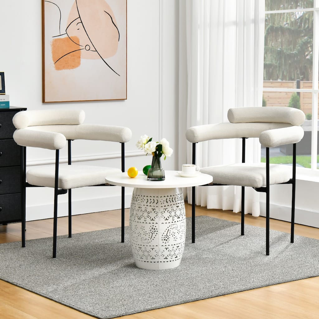 Boucle 25" Upholstered with Curved Backrest Side Chairs