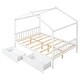 preview thumbnail 6 of 13, Full Size House Platform Bed with Two Drawers,Headboard and Footboard,Roof Design