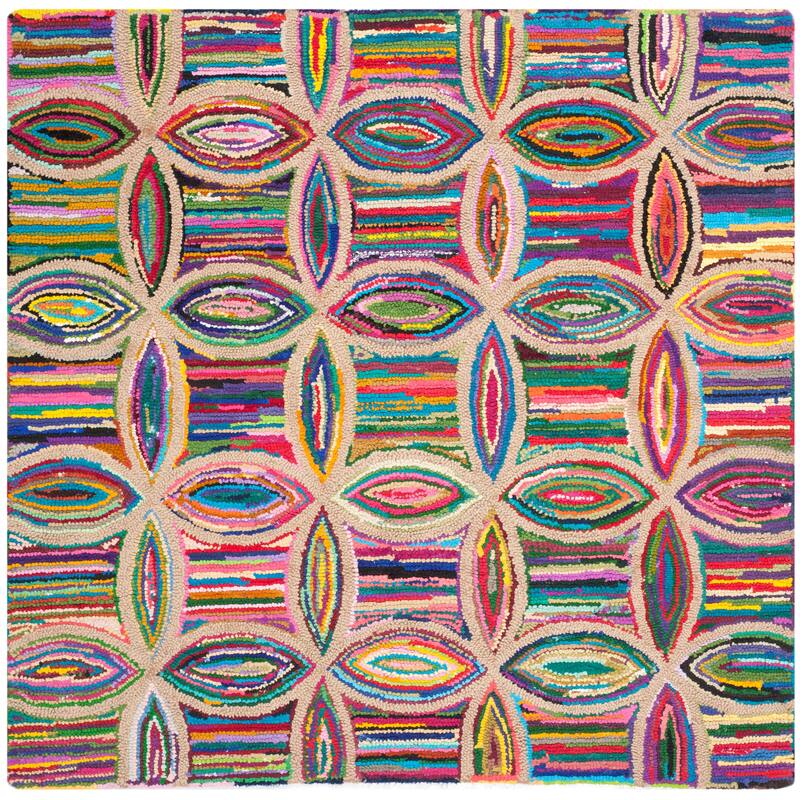 SAFAVIEH Handmade Nantucket Mahaut Contemporary Cotton Rug - 6' Square - Multi