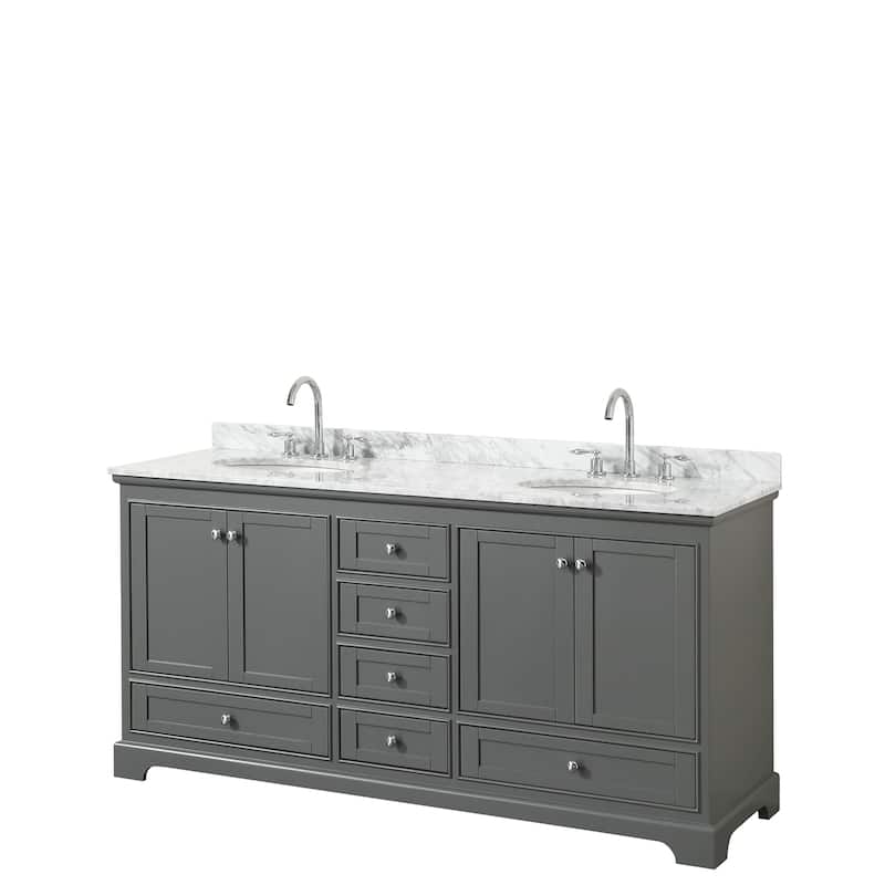 Deborah 72-inch Dark Gray Double Vanity, Oval Sinks, No Mirrors