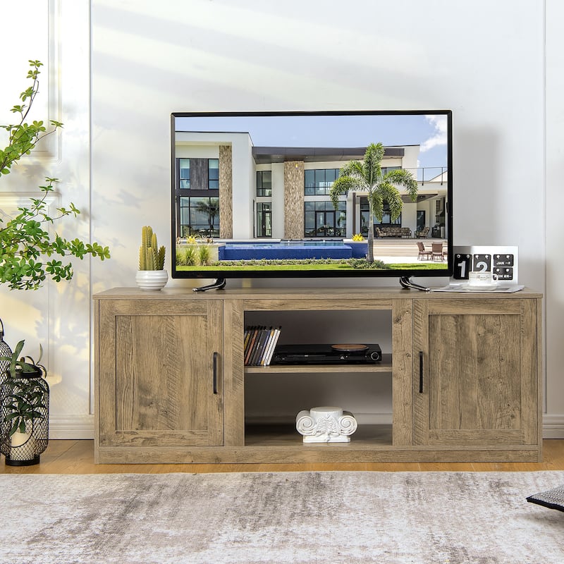 Costway 58'' TV Stand Entertainment Console Center W/ 2 Cabinets for - 58'' x 16'' x 22.5''