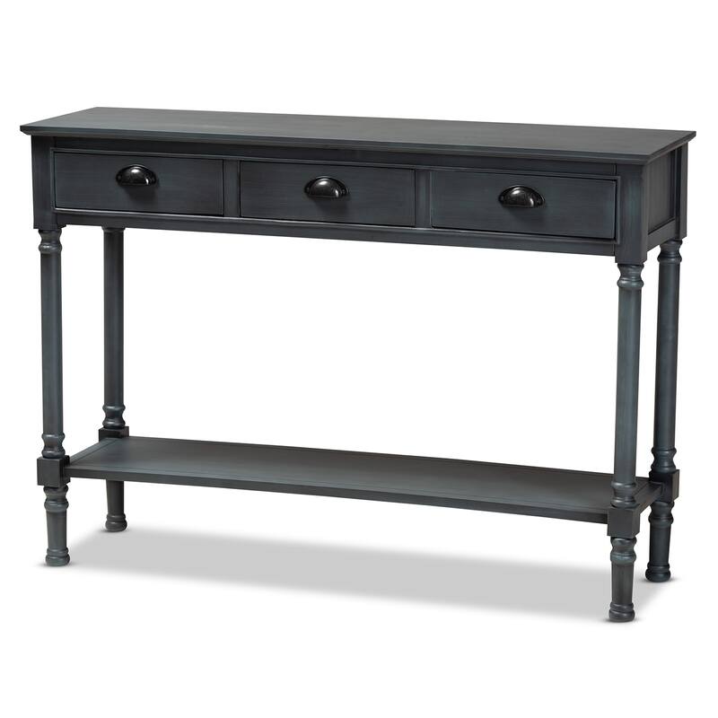 Garvey 3-Drawer Wood Entryway Console Table - Dark Blue Grey