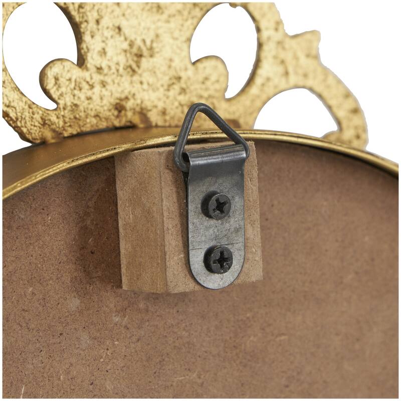 Metal Antique Inspired Decorative Wall Clock with Scrolled Finial - Gold - Roche River Decor