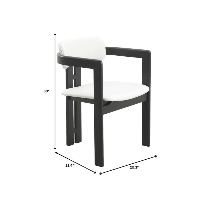 Dining Chairs Upholstered Leather Seats in Rubberwood Set of 2 Arm Chairs Open Back Design