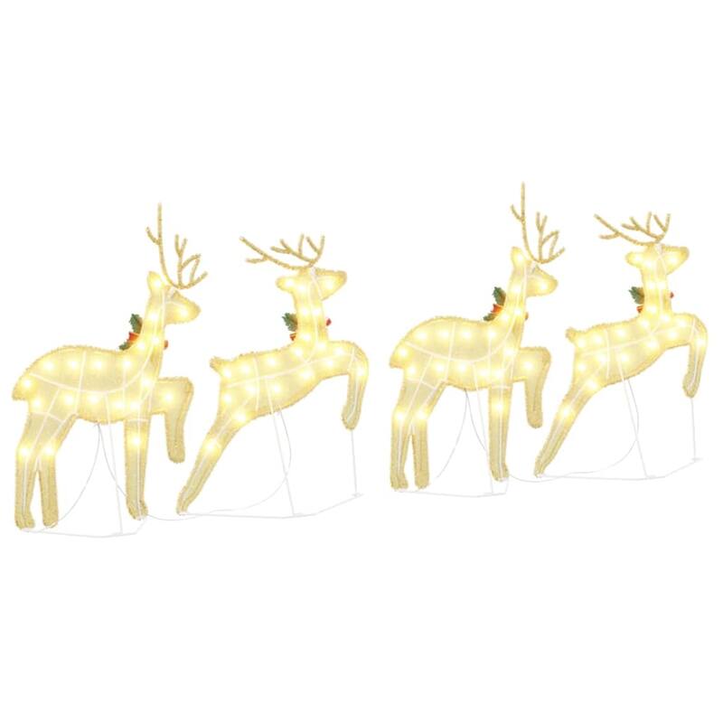 vidaXL LED Reindeers 4 pcs Gold fabric - 17.7 x 7.5 x 25.6