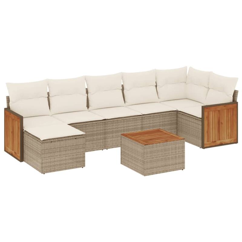 vidaXL Patio Sofa Set with Cushions Outdoor Conversation Furniture Poly Rattan