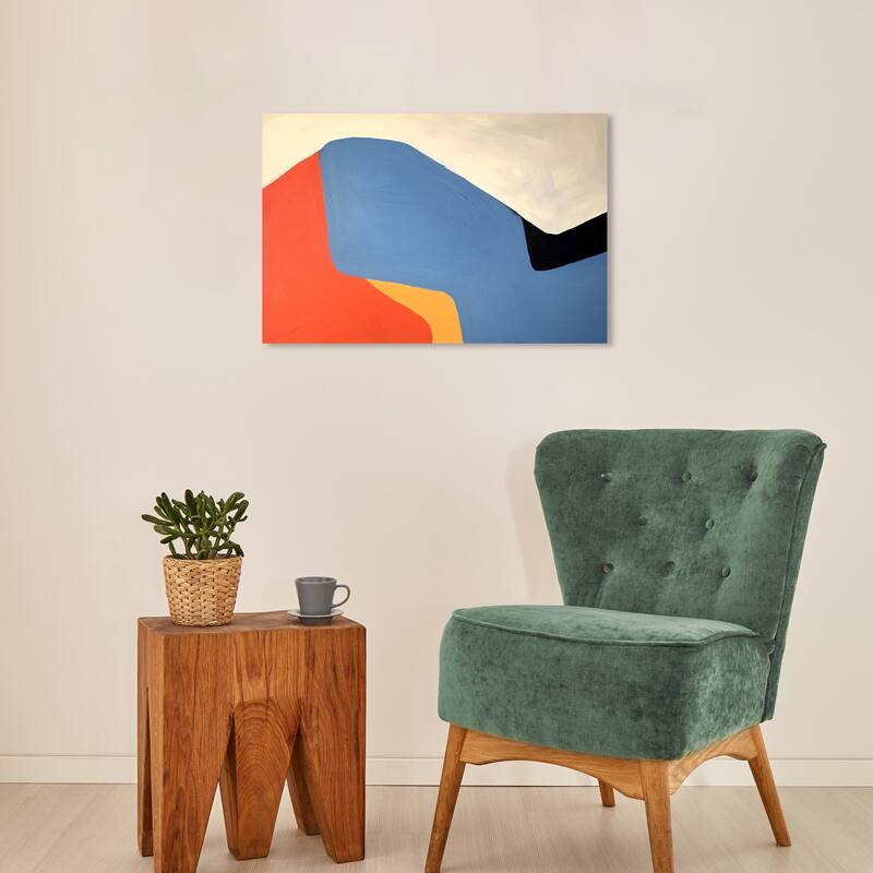Wynwood Studio Canvas Abstract Steep and Colorful Blue and Dark Orange Modern & Contemporary Wall Art Canvas Print - 24 x 16