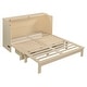 preview thumbnail 8 of 8, Wood Murphy Bed with Large Drawer and Charging Station, Foldable Cabinet Wall Chest Bed with Rattan Finish, Wood Slats Support