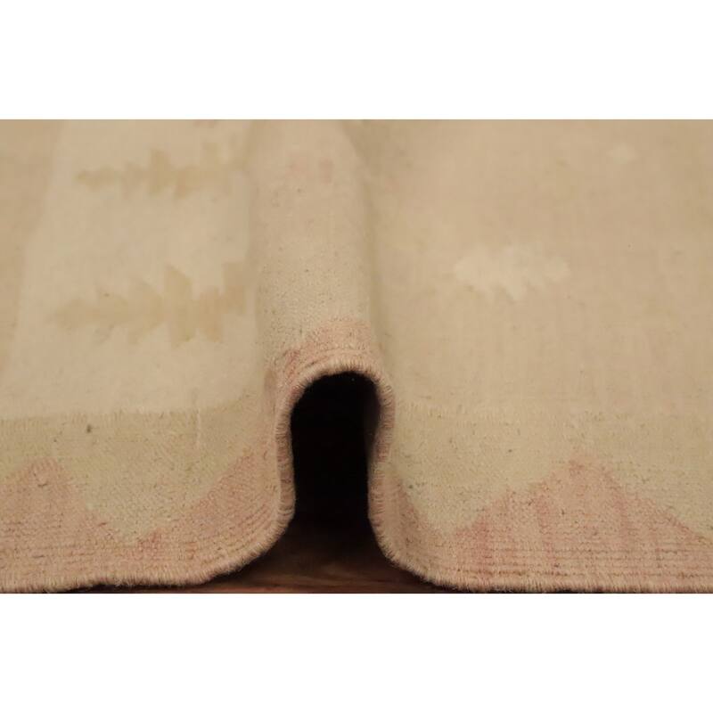 Hand Woven Oriental 100% Wool Carpet Southwestern Tribal Beige & Ivories Kilim Area Rug - 7' 0'' X 4' 9''