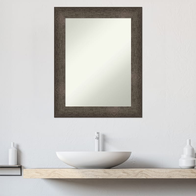 Dappled Non-Beveled Wood Framed Bathroom Vanity Wall Mirror