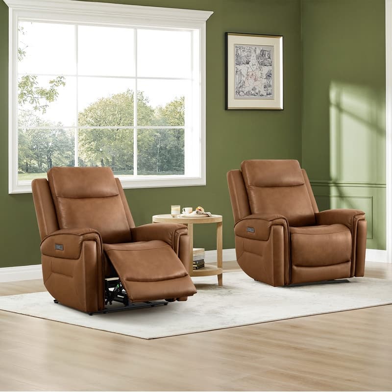 Spruce & Spring Dual Motors Genuine Leather Zero Gravity Recliner with Power Headrest