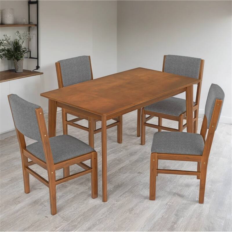 5 Piece Wood Dining Table Set with 4 Upholstered Chairs and Legs