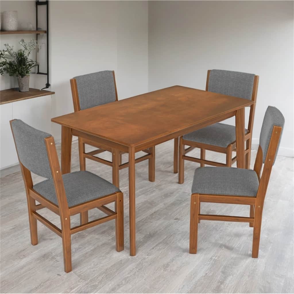 5 Piece Wood Dining Table Set with 4 Upholstered Chairs and Legs