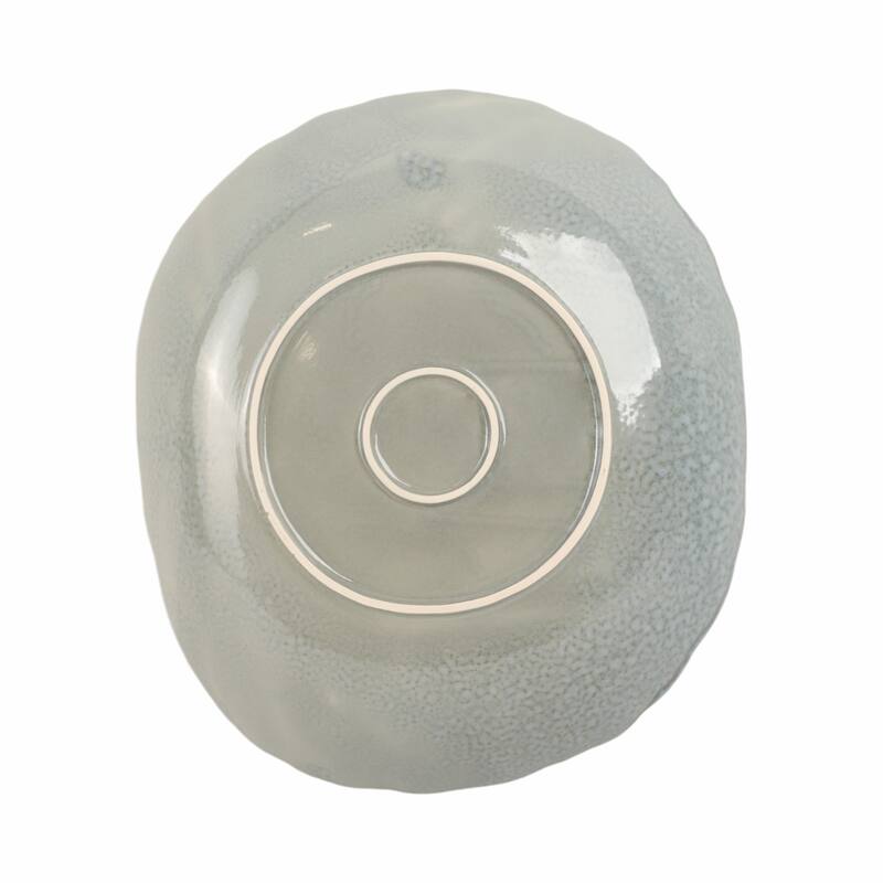 Decorative Round Scalloped Edge Bowl with Speckled Finish - 17", Gray - 17.0"