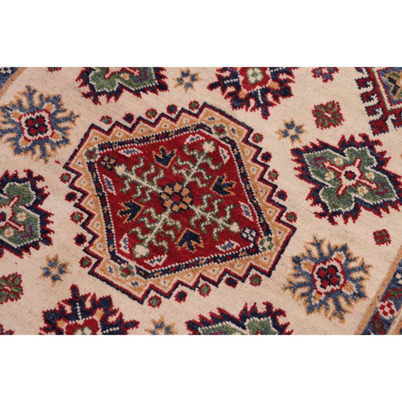 Bohemian Kazak Timothy Beige/Red Wool Rug - 4'0'' x 6'0''