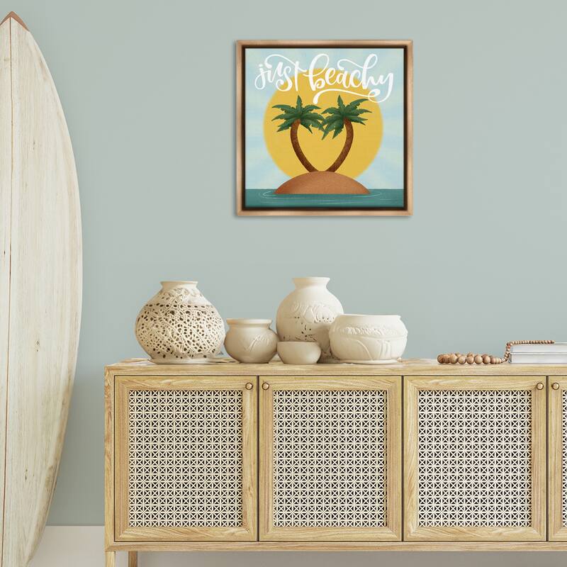 Stupell Just Beachy Tropical Island Framed Floater Canvas Wall Art Design By Sarah Hickman