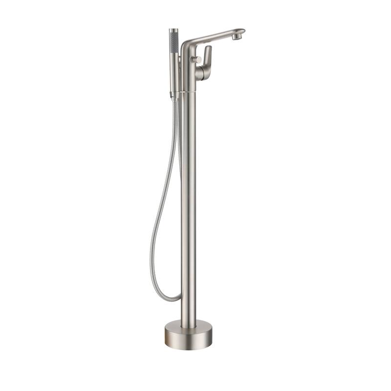 Bathtub Faucet Floor Mounted Free Standing Tub Filler W/Handheld - Brushed Nickel