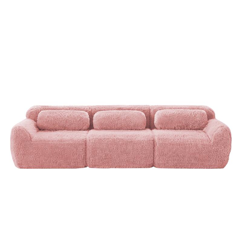 Modular Sectional Sofa, Plush Fabric Boneless Couch with Throw Pillows, 2/3/4-Seater Options, No Assembly
