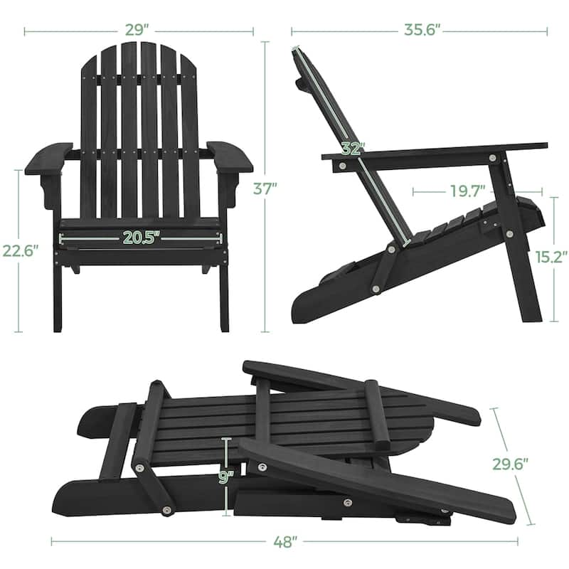 Yaheetech 2-piece Folding Adirondack Chair Solid Wood Garden Chair Weather Resistant