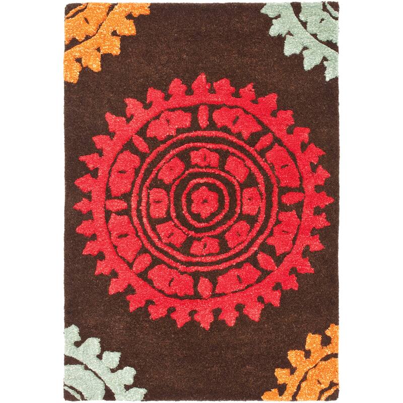 SAFAVIEH Handmade Soho Paola Medallion N.Z. Wool Rug - 2' x 3' - Brown/Multi