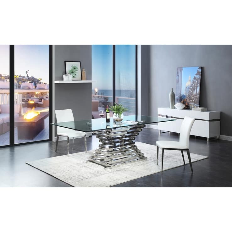 Modrest Crawford Modern Rectangular Glass Dining Table