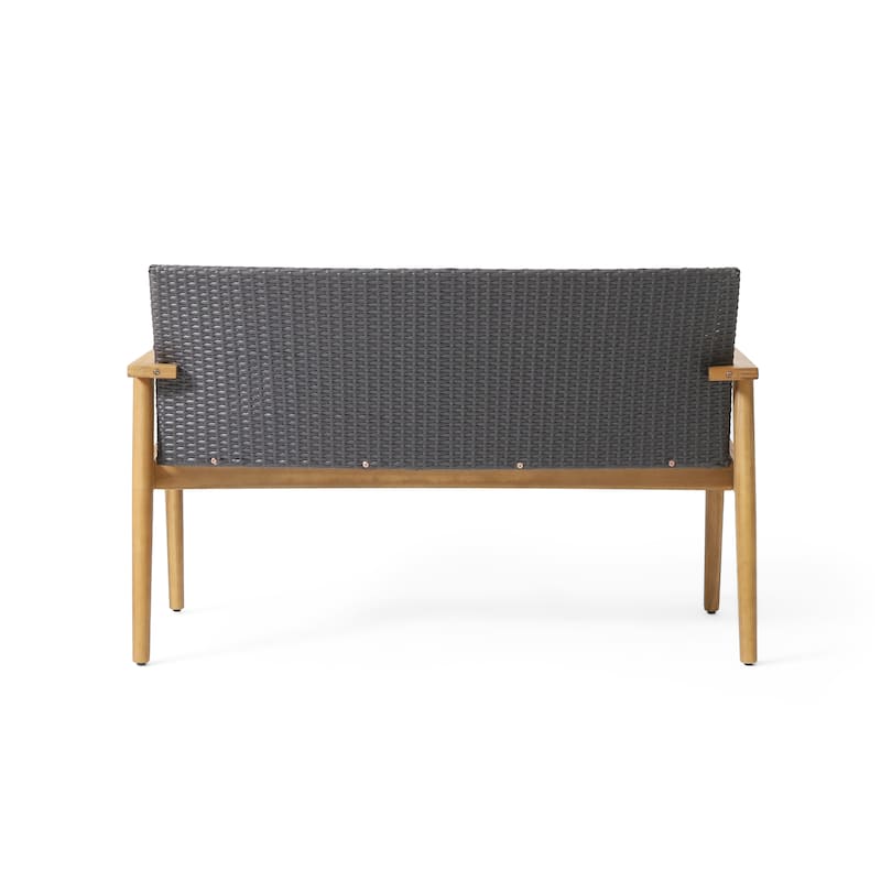 Bryan Outdoor Wicker and Acacia Wood 4 Seater Chat Set by Christopher Knight Home