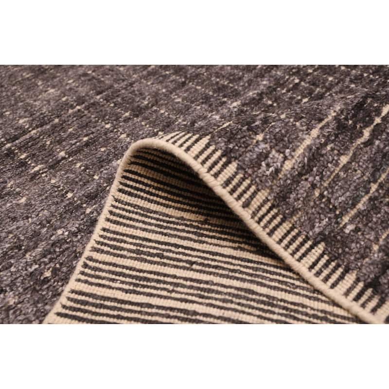 ECARPETGALLERY Hand Loomed Ananda Dark Grey Silk Rug - 3'11 x 6'0