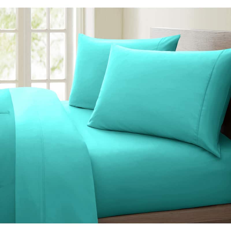 1000 Thread Count Cotton-rich Deep Pocket Sheet Set - Aqua - Queen