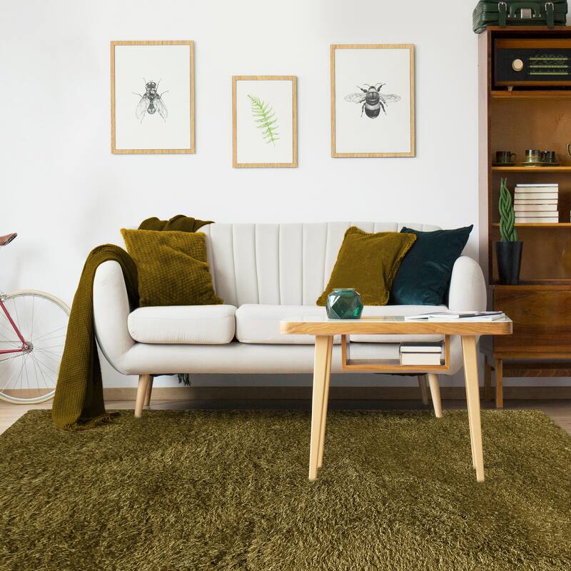 Superior Hand-tufted Plush Solid Shag Indoor Area Rug