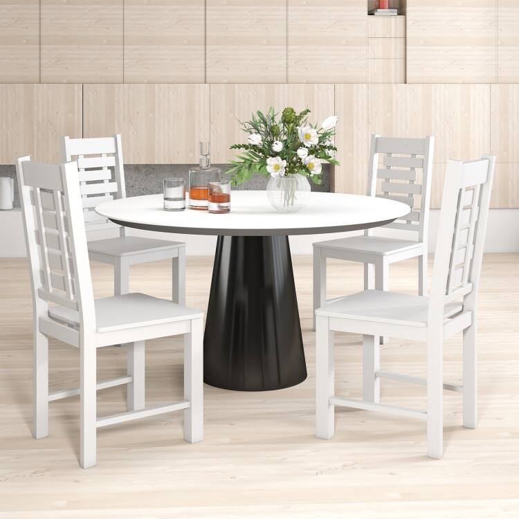 Classic Solid Wood Dining Chairs Set of 2 with High Back and Hollowed Design Vintage Style Kitchen Chairs - 18" x 21" x 39.5"