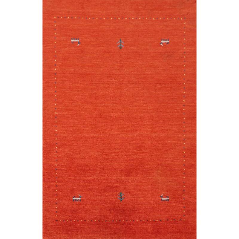 Salmon Tribal Gabbeh Oriental Area Rug Handmade Wool Carpet - 3'10"x 5'10"
