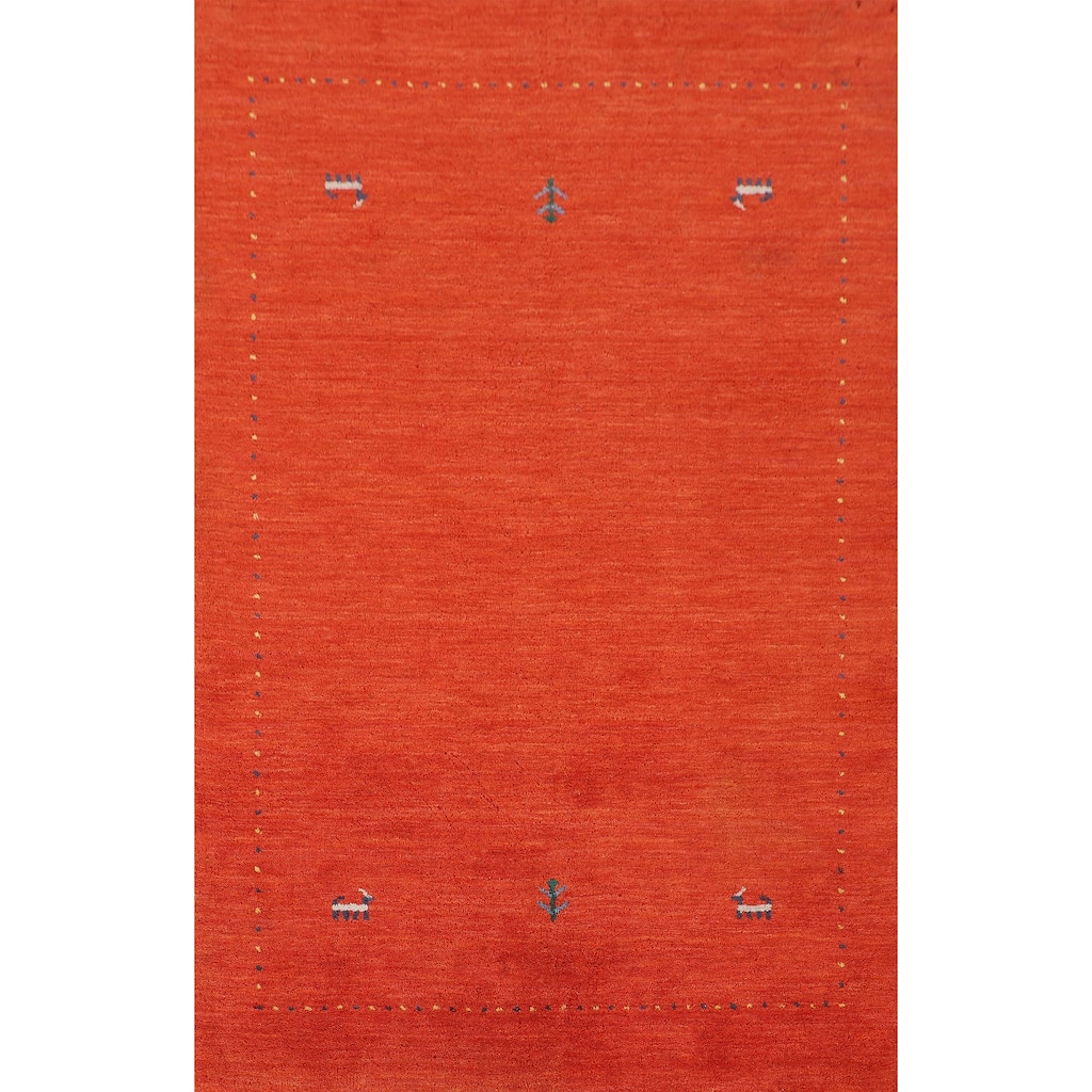 Salmon Tribal Gabbeh Oriental Area Rug Handmade Wool Carpet - 3'10"x 5'10"