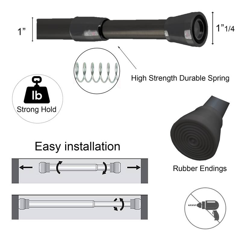 Evideco Shower Curtain Adjustable Tension Rod From 28 to 47