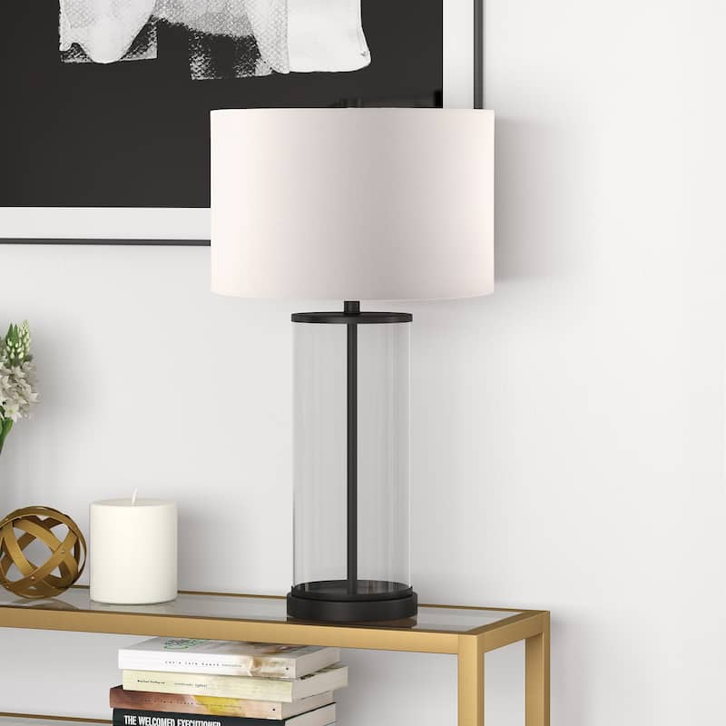 Rowan Classic Glass Table Lamp with Linen Shade (Optional Finishes)