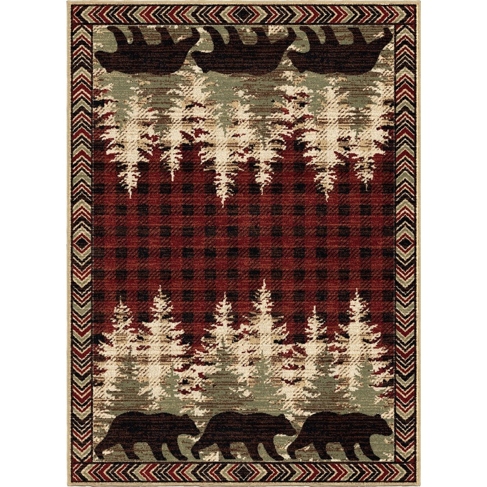 American Destination Lodge Bear Plaid Rug