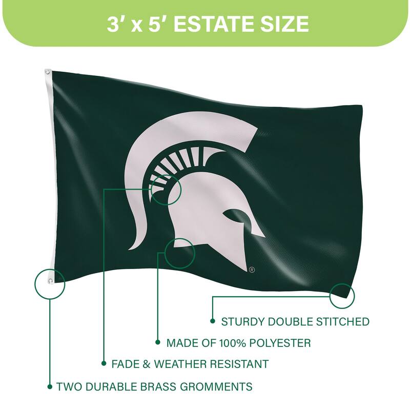 Michigan State University Single Sided Flag w/ 2 Grommets, 3'x5'