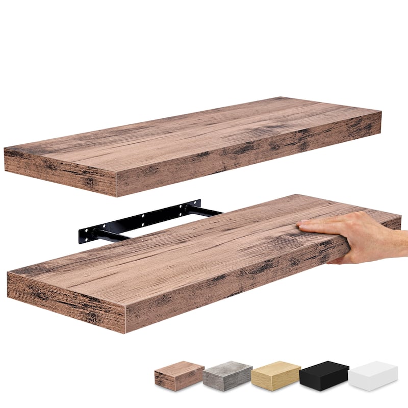 Floating Shelf, Hanging Wall Shelves Decoration Extra Long 24 Inch - 24" L X 9" W X 1.50"H - Brown