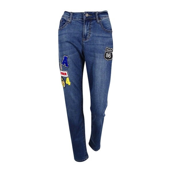 Shop Earl Jeans Women's Patched Boyfriend Jeans Medium Wash Free Shipping On Orders Over 45