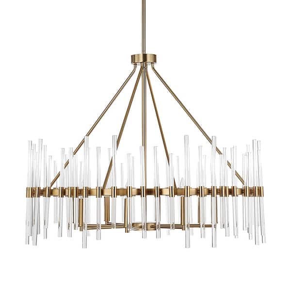 slide 2 of 6, Uttermost 21389 Crystal 8 Light 39" Wide Ring Chandelier Brass